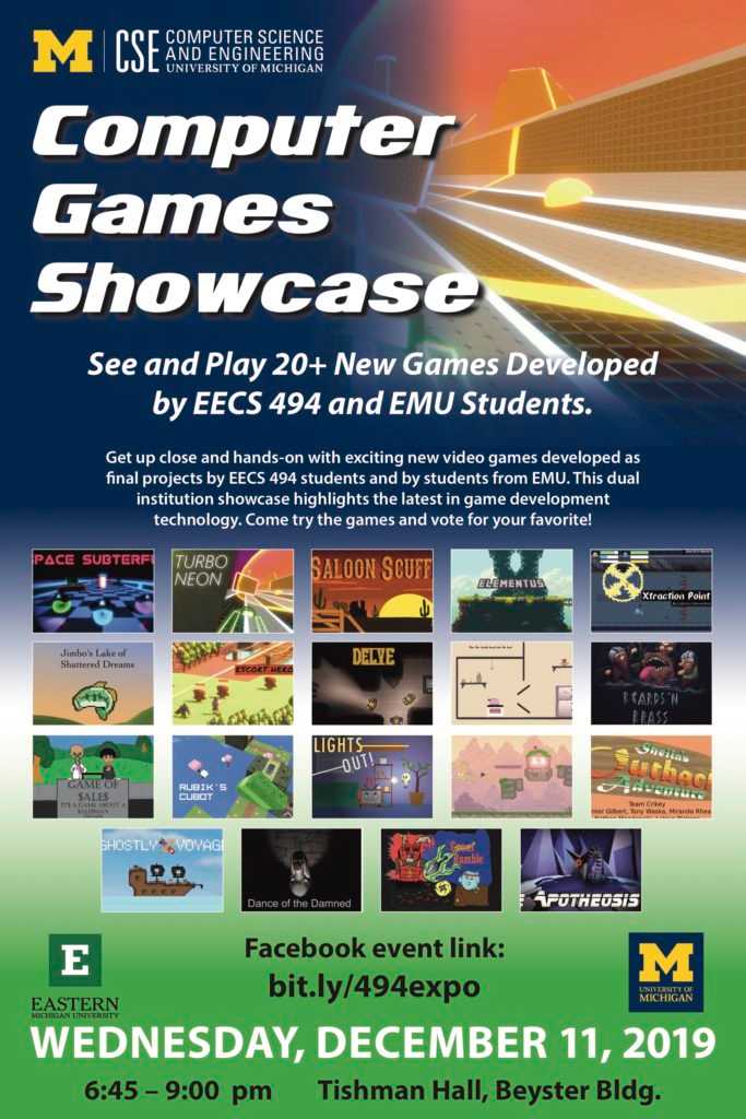 Austin Yarger, video game development, University of Michigan game development, Eastern Michigan game development, EECS 494, video game showcase