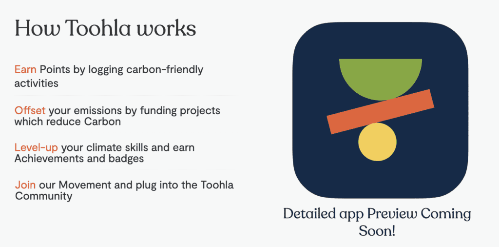 Toohla climate impact app, carbon offset app, Chicago startups